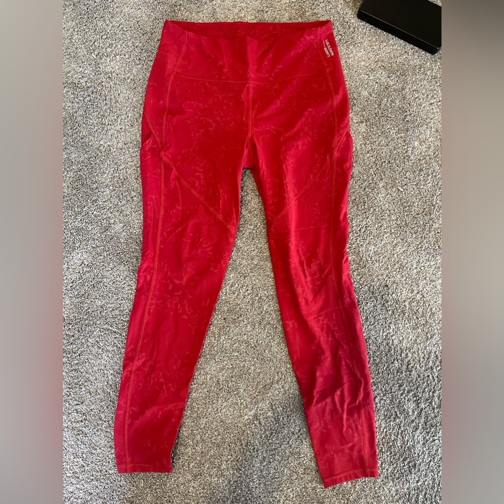 Lululemon BARRYS collection, training red yoga pants size 12.
